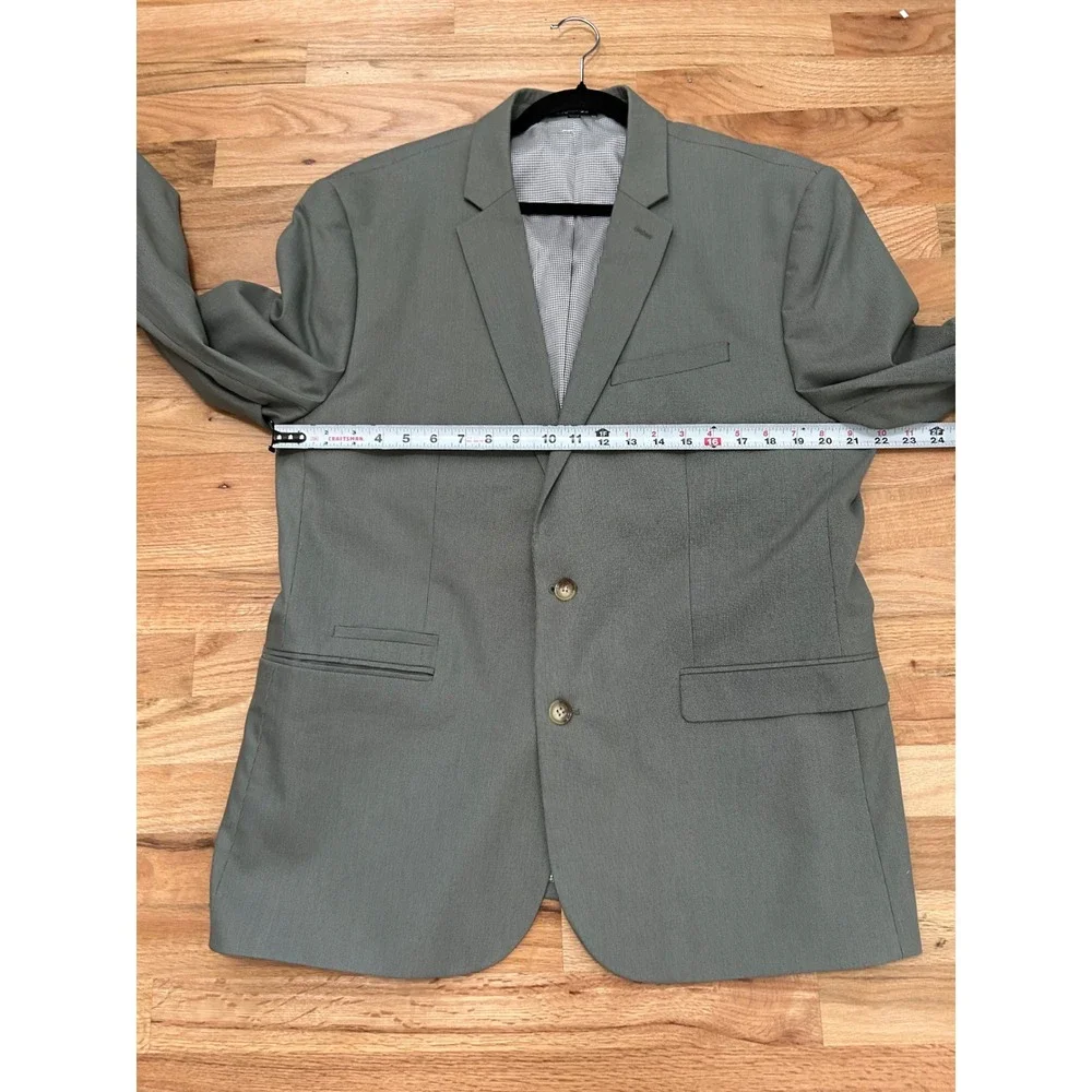Express Slim Stretch Suit Jacket Mens 46R Sage Green Minimalist Blazer